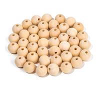 HOLDLEAF 42 Piezas Bolas de Madera para Manualidades 20mm Cuentas de Madera Redondas con Agujero Grandes Abalorios Madera Natural para DIY Joyería Decoraciones Macrame Artesanal Haciendo