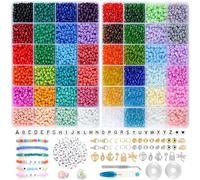 HOLDLEAF 4mm Abalorios para Hacer Pulseras,Cuentas para Pulseras con 300 Piezas Abalorios Letras,Kit Bolitas para Hacer Pulseras Cuentas para Cumpleaños, Festivales, Fiestas