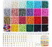 HOLDLEAF 4mm Cuentas para Pulseras，Cuentas para Hacer Pulseras, Abalorios para Hacer Pulseras con 300pcs Abalorios Letras，Kit para Hacer Pulseras para DIY Pulseras Collares Bisutería