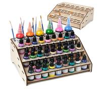 HOLDLEAF Organizador de botellas de pintura en madera para pinturas de mesa y modelismo con 61 perforaciones (Ø36/26/9mm) Organizador de pinturas con Vallejo, Army Painter, AK (Módulo A)