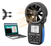 HoldPeak Anémomètre Digital Portable 866A, Anémomètre VMC m3/h avec Mémorisation Des Données, Mesure Débit et Vitesse Du Vent d'air et Humidité, Exportation via USB