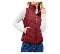 Holdretain Puffer Vest, Rufenpurify Puffer Vest Women Sleeveless Zip Up Outerwear(Red,XL)