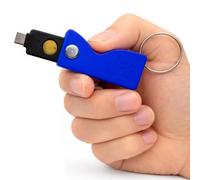 HOLDTAG Llavero compatible con YubiKey 5 NFC y 5C NFC - Funda Antigolpes de Plástico, Case con Diseño Giratorio, Estuche Rígido, Holder Resistente (No Incluye Llave de Seguridad) (Azul)