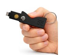 HOLDTAG Llavero compatible con YubiKey 5 NFC y 5C NFC - Funda Antigolpes de Plástico, Case con Diseño Giratorio, Estuche Rígido, Holder Resistente (No Incluye Llave de Seguridad) (Negro)