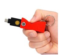 HOLDTAG Llavero compatible con YubiKey 5 NFC y 5C NFC - Funda Antigolpes de Plástico, Case con Diseño Giratorio, Estuche Rígido, Holder Resistente (No Incluye Llave de Seguridad) (Rojo)