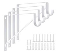 Holdware Paquete de 4 soportes resistentes para barra de armario de 11 x 10.2 x 1 pulgadas, ganchos de soporte para estante de barra de armario, estantes montados en la pared y soportes de barra con