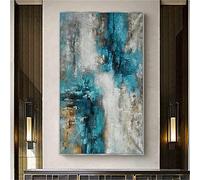 HOLEILUCK Cuadro de arte de pared de gran tamaño vertical Pinturas al óleo verdes abstractas sobre lienzo Arte de panel moderno para decoración de sala de estar 90x145cm (35.4x57.1in) con marco