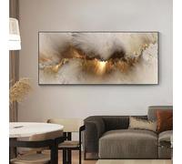 HOLEILUCK Gris amarillo nube arte abstracto pintura impresiones sobre lienzo arte moderno arte de gran tamaño cuadro de pared para la decoración de la sala de estar 70x165cm/28x65in sin marco