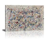 HOLEILUCK Lienzo abstracto original Jackson Pollock Posters e impresiones Cuadro de arte de pared moderno para sala de estar Decoración para el hogar 90x140cm (35.4x55.1in) Con marco