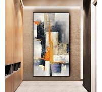 HOLEILUCK Pintura en lienzo de pared grande, geometría POP abstracta moderna, cuadro artístico de pared, decoración vertical para sala de estar, porche, entrada, 80x125cm/31x49 in con marco negro