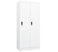 Holekex Armario blanco de acero 80 x 50 x 180 cm con 2 compartimentos, 2 cerraduras, 4 perchas, almacenamiento versátil para dormitorio, pasillo, habitación juvenil