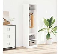 Holekex Armario blanco de madera de 50 x 50 x 200 cm con barra colgante y 3 compartimentos, perchero compacto para dormitorio, pasillo y habitación juvenil para almacenamiento práctico y orden