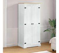 Holekex Armario blanco de madera maciza de pino 76 x 50 x 170 cm con amplio espacio de almacenamiento, estantería y perchero estable para dormitorio, pasillo y dormitorio juvenil