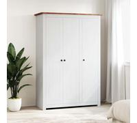 Holekex Armario de 3 puertas de madera maciza de pino blanco, 118 × 50 × 171,5 cm, con 4 estantes y barra para colgar ropa para dormitorio, pasillo, habitación juvenil, armario versátil organizador de
