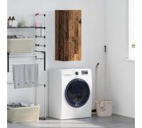 Holekex Armario de pared de madera recuperada de 34,5 x 34 x 90 cm, 1 puerta con tiradores de metal, armario multiusos montado en la pared para salón, cocina, pasillo con espacio de almacenamiento