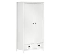 Holekex Armario Hill de madera de pino maciza, color blanco, 89 x 50 x 170 cm, con 2 puertas, 1 cajón, barra para colgar ropa y espacio de almacenamiento para dormitorio, dormitorio juvenil, pasillo y
