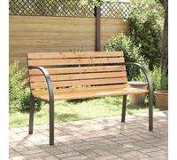 Holekex Banco de jardín infantil de madera de abeto chino con estructura de acero de 81 cm, resistente a la intemperie, con respaldo y reposabrazos, ideal para patio, balcón, jardín, parque, exterior
