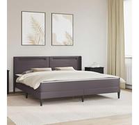 Holekex Estructura de cama con colchón gris de 200 x 200 cm, piel sintética, colchón de muelles ensacados con espuma viscoelástica, ergonómico, transpirable, con iluminación LED, puertos USB para