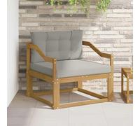 Holekex Sofá central para exteriores de madera de acacia maciza con cojines de poliéster, resistente a la intemperie, sofá para balcón y terraza, asiento para una persona, moderno sofá anexo