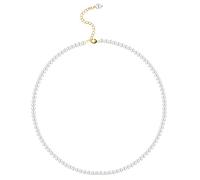 HOLEMZ Collar de Perlas para Mujeres Blanca Gargantilla de Perlas Joyería Imitación Redonda Corta Ajustable 4mm Regalo para Niñas Señoras Boda Nupcial Cumpleaños con Cadena de Extensión