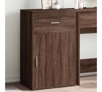 Holepyr Armario auxiliar marrón efecto roble de 56,5 x 39 x 90 cm con cajón y puerta, aparador para oficina, pasillo, sótano para guardar ropa, zapatos, archivos y herramientas