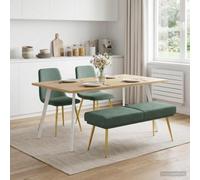Holepyr Banco de doble capa de terciopelo verde mar de 120 x 45 x 46 cm, banco acolchado con patas de metal para salón, dormitorio, pasillo y vestíbulo, cómodo banco con estructura de madera robusta y