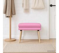 Holepyr Banco de doble capa rosa de tela 60 x 40 x 46 cm con marco de madera, patas cónicas de madera de caucho, cómodo banco acolchado para pasillo, dormitorio, salón, comedor y vestíbulo