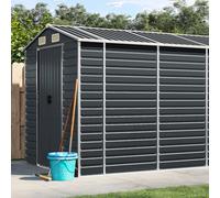 Holepyr Caseta de jardín antracita 191 x 470 x 198 cm, acero galvanizado, almacén con techo, puerta, suelo, cimientos, para jardín, patio, terraza, herramientas, muebles, bicicletas y cortacésped