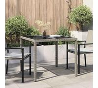 Holepyr Mesa de jardín de polirratán gris 90 x 90 x 75 cm, mesa de comedor estable para terraza, balcón y exterior, mesa auxiliar moderna para fiestas en el jardín, pícnic, barbacoa y familia