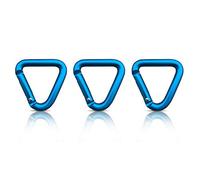Holesto® Mosquetón Triangular pequeño - Mini mosquetón para Llavero - Juego de mosquetones Negros - Accesorio práctico - Carabiner - 3 Unidades (Azul)
