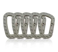 Holesto® Mosquetones de Plástico - 5 Piezas - Mosquetón Táctico Negro con Cierre de Muelle - Mosquetón Grande en Forma de D Molle para Mochila, Camping y Exterior - Carabiner (Gris)