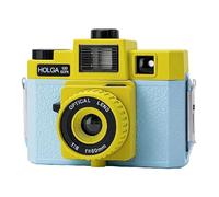 Holga 120GCFN - Cámara de película Lomo de formato medio azul y amarillo con lente de vidrio y flash