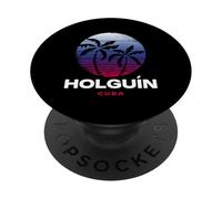 Holguin Cuba Retro Atardecer Palmeras Tropical Cuba Viajes PopSockets PopGrip Adhesivo