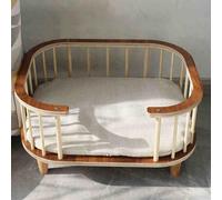 HOLGVE Cama For Mascotas, Cama For Perros/Gato De Madera Maciza, For Sofá Cama For Mascotas For Todas Las Estaciones, Cama Elevada Con Cerca Del Suelo, Moisés For Perros(Walnut,23.6x17.7x11.8/60x45cm)