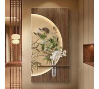 HOLGVE Decoración De Pared 3D de Arenisca con Luces LED, Moderna Decoración de Pared Plantas Verdes con Jarrón, Escultura Luminosa Colgante for El Hogar(Brown-3,50x100cm/19.6x39.3in)