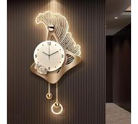 HOLGVE Decoración de Pared 3D Iluminada con Reloj, Escultura Colgante de Pavo Real con Luz LED, Mural 3D con Fuente Alimentación Enchufable(Gold-4,11.8x25.5in/30x65cm)