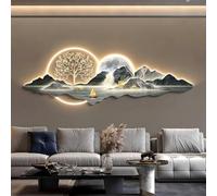 HOLGVE Decoración de Pared con Arte 3D, Esculturas Luminosas De Pared 3D con Luz LED, Pintura Colgante de Pared Feng Shui for La Entrada del Hogar Pasillo(Black-2,21x59in/50x150cm)
