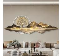 HOLGVE Decoración de Pared con Arte 3D, Esculturas Luminosas De Pared 3D con Luz LED, Pintura Colgante de Pared Feng Shui for La Entrada del Hogar Pasillo(Gold-1,14x39in/35x100cm)