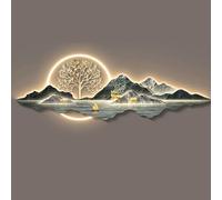 HOLGVE Decoración de Pared con Arte 3D, Esculturas Luminosas De Pared 3D con Luz LED, Pintura Colgante de Pared Feng Shui for La Entrada del Hogar Pasillo(Black-3,14x39in/35x100cm)