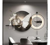 HOLGVE Decoración de Pared con Arte 3D Y Reloj, Mural Pared con Iluminación LED, Plantas Artificiales Jarrón Cristal, Decoración Creativa de Paredes Arenisca(White-1,35.4x27.5in/90x70cm)