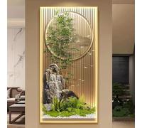 HOLGVE Escultura de Pared 3D Luminosa Feng Shui, Esculturas Colgantes con Luz LED, Lámpara de Pintura for Sofá, Sala de Estar Pasillo.(Green-1,140x70cm/55.1x27.5in)