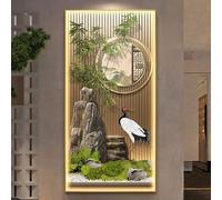 HOLGVE Escultura de Pared 3D Luminosa Feng Shui, Esculturas Colgantes con Luz LED, Lámpara de Pintura for Sofá, Sala de Estar Pasillo.(Green-2,80x40cm/31.4x15.7in)