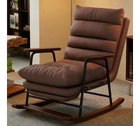 HOLGVE Mecedora Plegable for Adultos con Asiento Acolchado de Felpa con Respaldo Alto, Reposapiés Sofá Persona Perezosa Respaldo Ajustable de Cinco Velocidades(Brown)