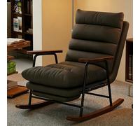 HOLGVE Mecedora Plegable for Adultos con Asiento Acolchado de Felpa con Respaldo Alto, Reposapiés Sofá Persona Perezosa Respaldo Ajustable de Cinco Velocidades(Black)