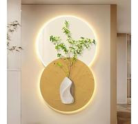 HOLGVE Pintura Decorativa for Vestíbulo de Entrada, Arte 3D con Macetero Verde, Escultura Mural for Colgar En La Pared con Luz LED, for Hogar, Restaurante Hotel(Giallo,19.7x31.4in/50x80cm)