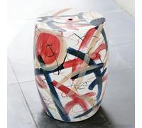 HOLGVE Taburete de Jardín Decorativo de Cerámica, Acento Esmaltado, Tambor Pequeño Multifuncional - Taburete de Maquillaje, Mesa Auxiliar, Soporte for Macetero(A)