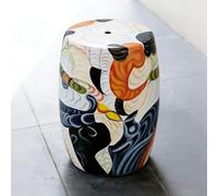 HOLGVE Taburete de Jardín Decorativo de Cerámica, Acento Esmaltado, Tambor Pequeño Multifuncional Taburete de Maquillaje, Mesa Auxiliar, Soporte for Macetero(C)