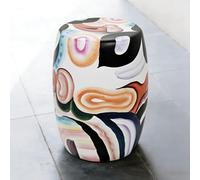 HOLGVE Taburete de Jardín Decorativo de Cerámica, Acento Esmaltado, Tambor Pequeño Multifuncional - Taburete de Maquillaje, Mesa Auxiliar, Soporte for Macetero(B)