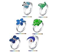 Holibanna 1 Juego Anillo De Dibujos Animados Bonito Anillo Para Anillo De Hierro Y Cobre Que Cambia De Color Anillo De Dedo De Dibujos Animados 6 piezas