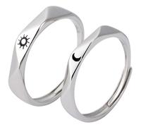 Holibanna 1 Par Anillo Sol Anillas os De Promesa os a Juego os De Compromiso Para Parejas os De Boda Para El y o Sol y o De Silver Cobre